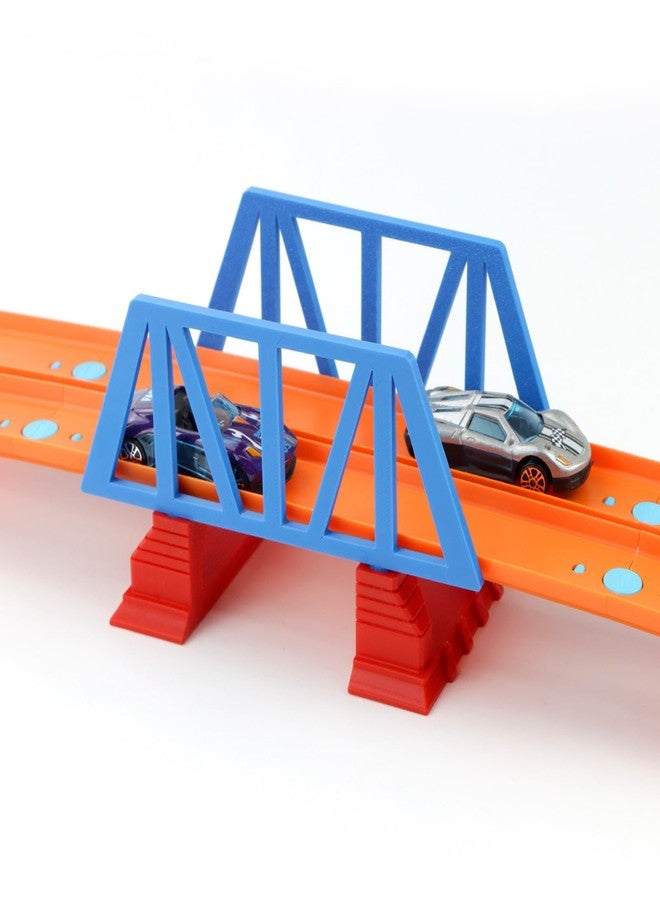 WSBXBB Bridge Double Lane Compatible with hot Wheel Track (Bridge Only) Red & Blue - Image 1